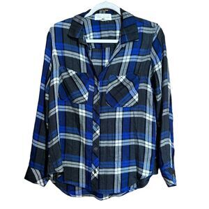 Side Stitch Shirt Womens XS Multicolor Plaid Button Up Blouse Top